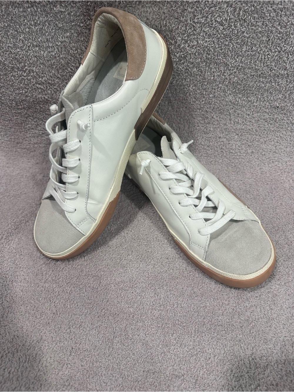 Dolce Vita White Leather & Gray Suede Casual Sneakers